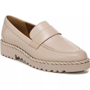 Franco Sarto Carol Lug Sole Tan Leather Loafers Women’s Size 9